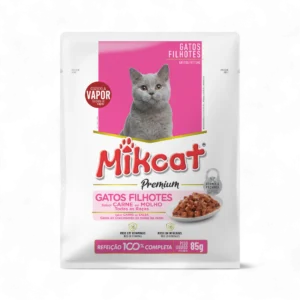 Sachê Premium Mikcat Filhotes Carne ao Molho 85g