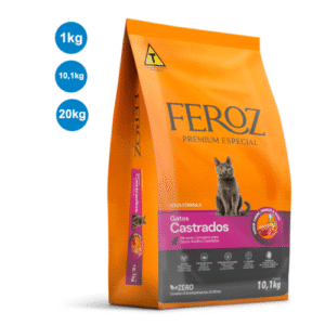 Ração Feroz Premium Especial Gatos Castrados Sabor Carne, Frango e Peixe 10,1kg