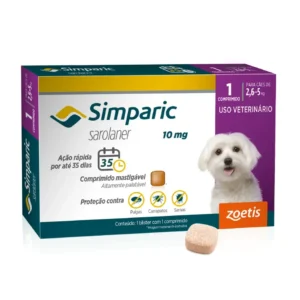 Antipulgas Simparic 10mg para Cães 2,6 a 5kg - 1 Comprimido