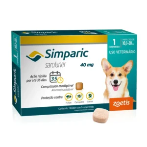Antipulgas Simparic 40mg para Cães 10 a 20kg - 1 comprimido