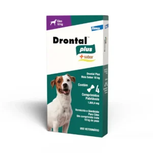 Vermífugo Drontal Plus + Sabor para Cães 10kg 4 Comprimidos