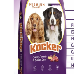 Ração Kocker Premium Concept para cães adultos 25kg - 21% de Proteína