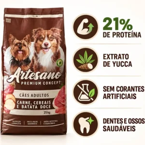 Ração Artesano Premium Concept Cães Adultos 10kg - 21% de Proteína